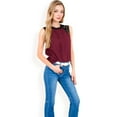 thumbnail image 7 of Women's Sleeveless Blouse with Lace Yoke and Pleated Front- Burgundy,X Large, 7 of 7