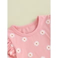 thumbnail image 4 of Bagilaanoe 2Pcs Toddler Baby Girl Pants Set Short Sleeve Floral T-Shirts Tops + Flare Trousers 12M 18M 24M 3T 4T 5T Kids Casual Clothes, 4 of 8