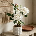 thumbnail image 4 of Artificial Potted Rose Bonsai Lifelike Silk Flowers Faux Plant for Home Decor Maintenance Free Plastic Flowers Realistic, White, Ccwuwei, 4 of 6