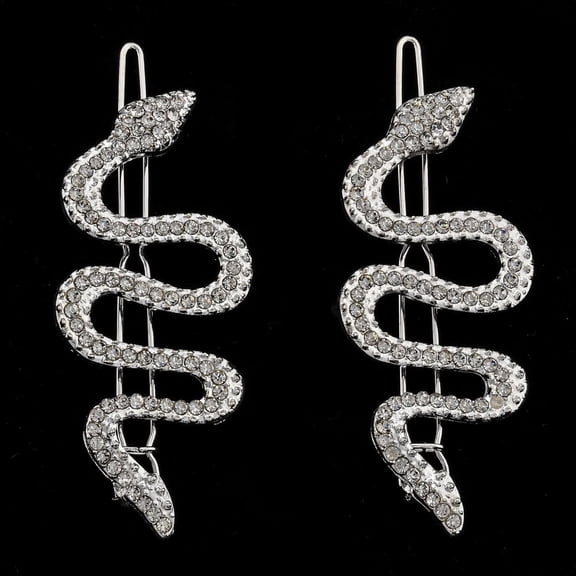 Alloy Rhinestone Hair Barrettes Snake Hair Clips Ponytail Holder for Women Girls Platinum 65x25x5.5mm