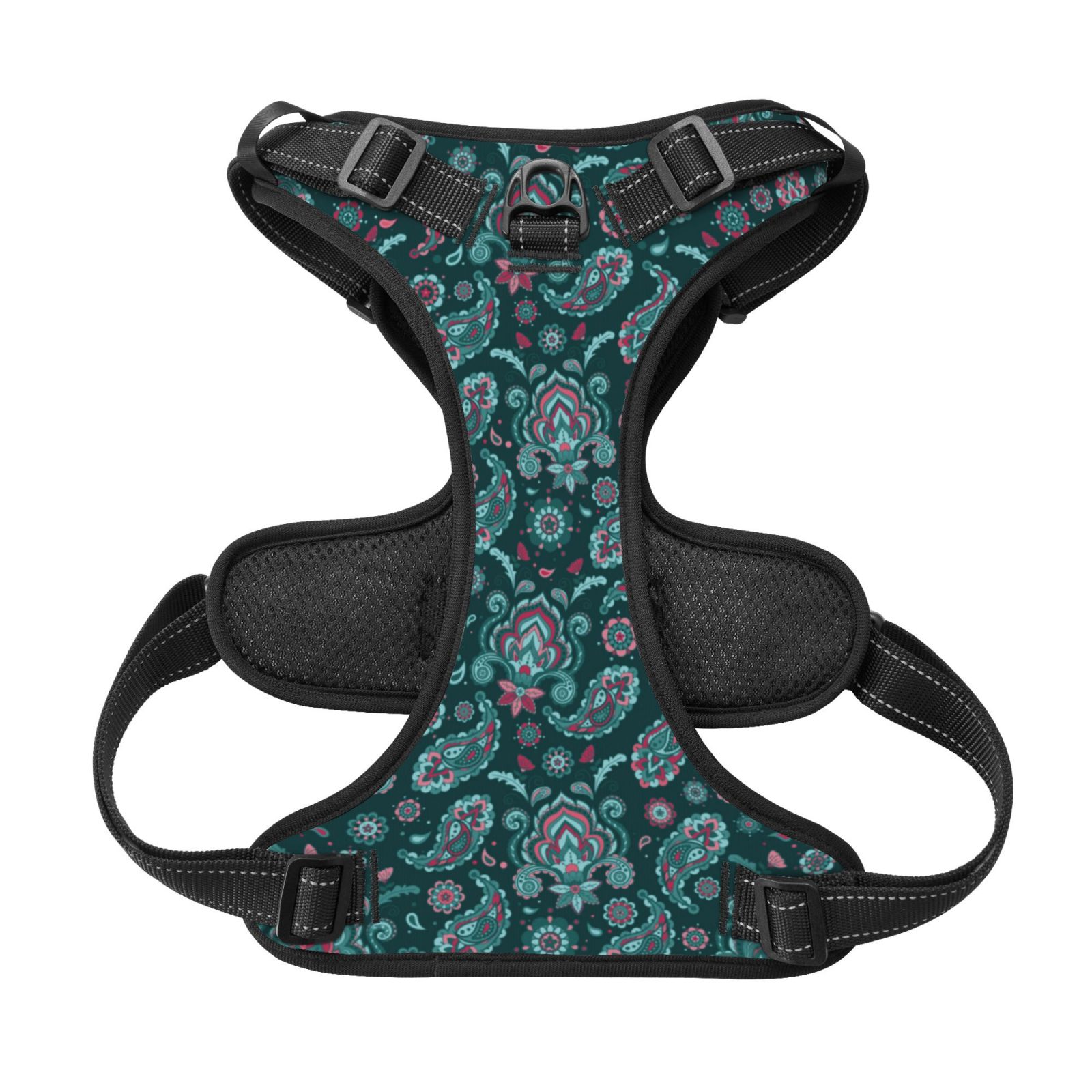 Kdxio Vintage Floral Print No Pull Dog Harness Adjustable Reflective Oxford Easy Control Medium Large Dog Harness for Training and Everyday-Large