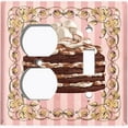 thumbnail image 4 of Metal Light Switch Plate Cover Naked Marshmallow Chocolate Cake Striped Wallpaper Pink CAK056, 4 of 13