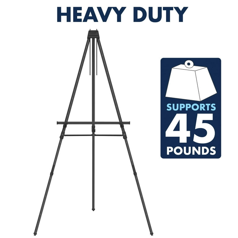 Quartet Aluminum Heavy Duty Display Easel, 66 Max. Height, Supports 45  Lbs., Black 