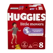 Huggies Little Movers Baby Diapers, Size 8 (46+ lbs), 54 Ct (Select for More)
