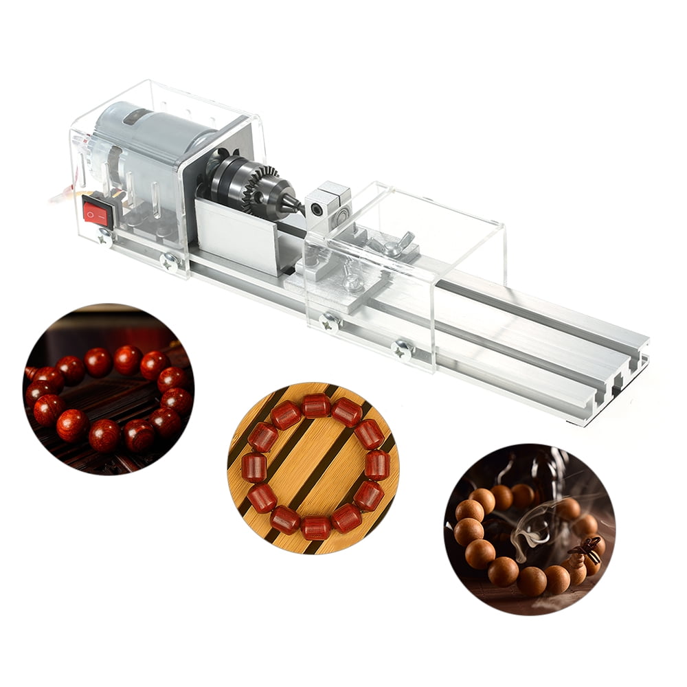 HNIWDJ 100W Beads Machine Miniature Lathe Buddha Pearl Grinding Polishing Beads Wood Working DIY Lathe Drill Rotary Tool