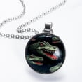 thumbnail image 2 of Crocodile Stunning Glass Circular Pendant Necklace - Elegant Jewelry for Women, 2 of 5