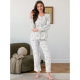 thumbnail image 2 of DARING DIVA Pajamas Long Sleeves Cotton Button Down U Neck Set L White Floral, 2 of 6