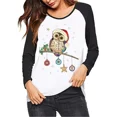 thumbnail image 3 of Amazon Wish - Camiseta de manga larga con estampado de ciervos navideños y bloques de color para mujer, cuello redondo, estilo europeo y americano, 3 of 4