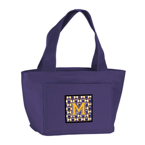 Letter M Football Purple and Gold Lunch Bag