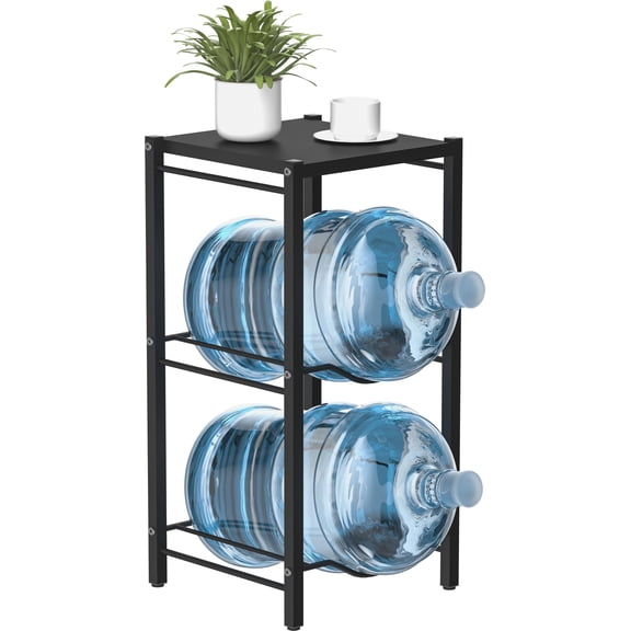 5 Gallon Water Jug Rack, 3 Tier Detachable Water Bottle Holder With Storage Shelf, Heavy Duty Water Jug Dispenser Stand Organizer for Kitchen, Office, , Black