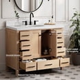 thumbnail image 4 of ARIEL CAMBRIDGE 42 Inch Single Oval Sink Bathroom Vanity With Carrara White Quartz Countertop 1.5 Inch Edge In Oak, 4 of 7