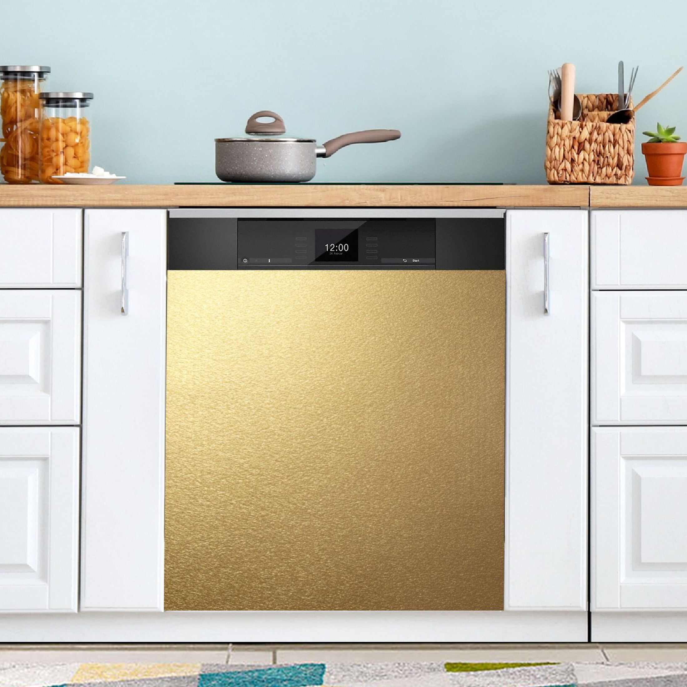 IAUYY Magnetic decorative sticker - 23x26 Inch PVC Refrigerator Decorative Cover, Removable DIY Art for Kitchen Appliances Subtle Texture