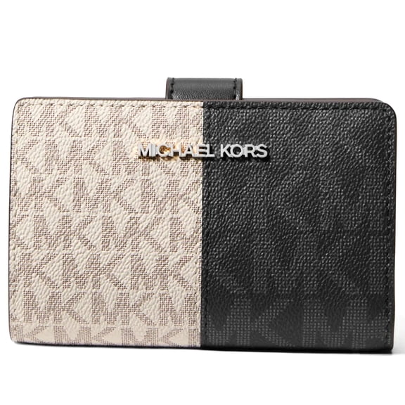 Michael Kors Women's Jet Set Medium Two-Tone Logo Bifold Wallet (Black Multi)