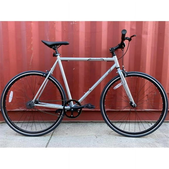 Dollardays Hi-Ten Steel & Aluminum Frame Fixed Gear Road Bicycle, Chrome Silver