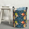 thumbnail image 6 of Sikiie Blue Floral Print Round Dirty Clothes Basket, Waterproof Standing Foldable Storage Basket, for Laundry Room, Bedroom, Bathroom Storage-Medium, 6 of 6