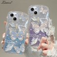 thumbnail image 2 of Funda con cordón degradado de mariposa brillante para iPhone, 14, 13, 15, 16 Pro Max, 12, 11, X, Xr, Xs, 8, 7 Plus, cadena de muñeca de mano, cubierta de onda suave, 2 of 5