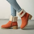 thumbnail image 5 of Mepaouo Winter Boots for Women Slip on Suede Snow Ankle Booties Side Zipper Mid Chunky Heel Outdoor Shoes Orange 9, 5 of 9