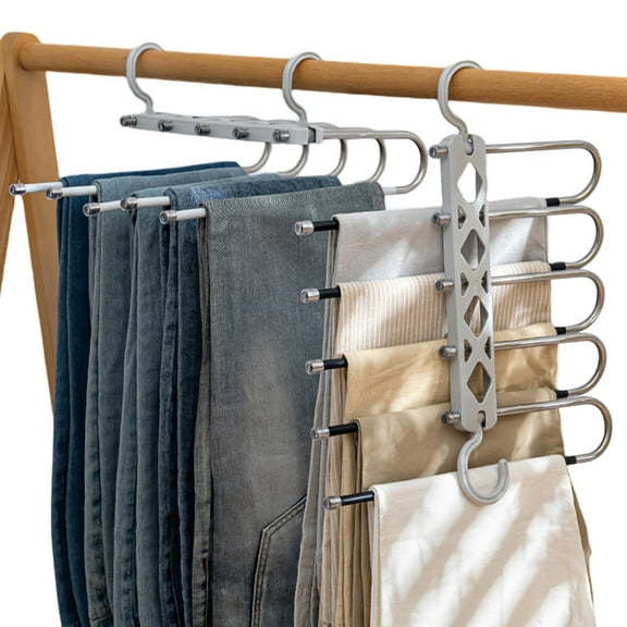 Xiyztok Heavy Duty 5-Layer Pants Clothes Hangers, Gray