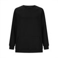 thumbnail image 6 of Duoif Fall Sweatshirts for Women, Women's Side Slit Sweatshirt - Round Neck with Pocket Womens Sweatshirt Black L, 6 of 6