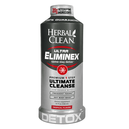 Herbal Clean - Ultra Eliminex, Premium 1 Step Ultimate Cleanse, Same-Day Detox, (Tropical Fruit, 32 fl oz)