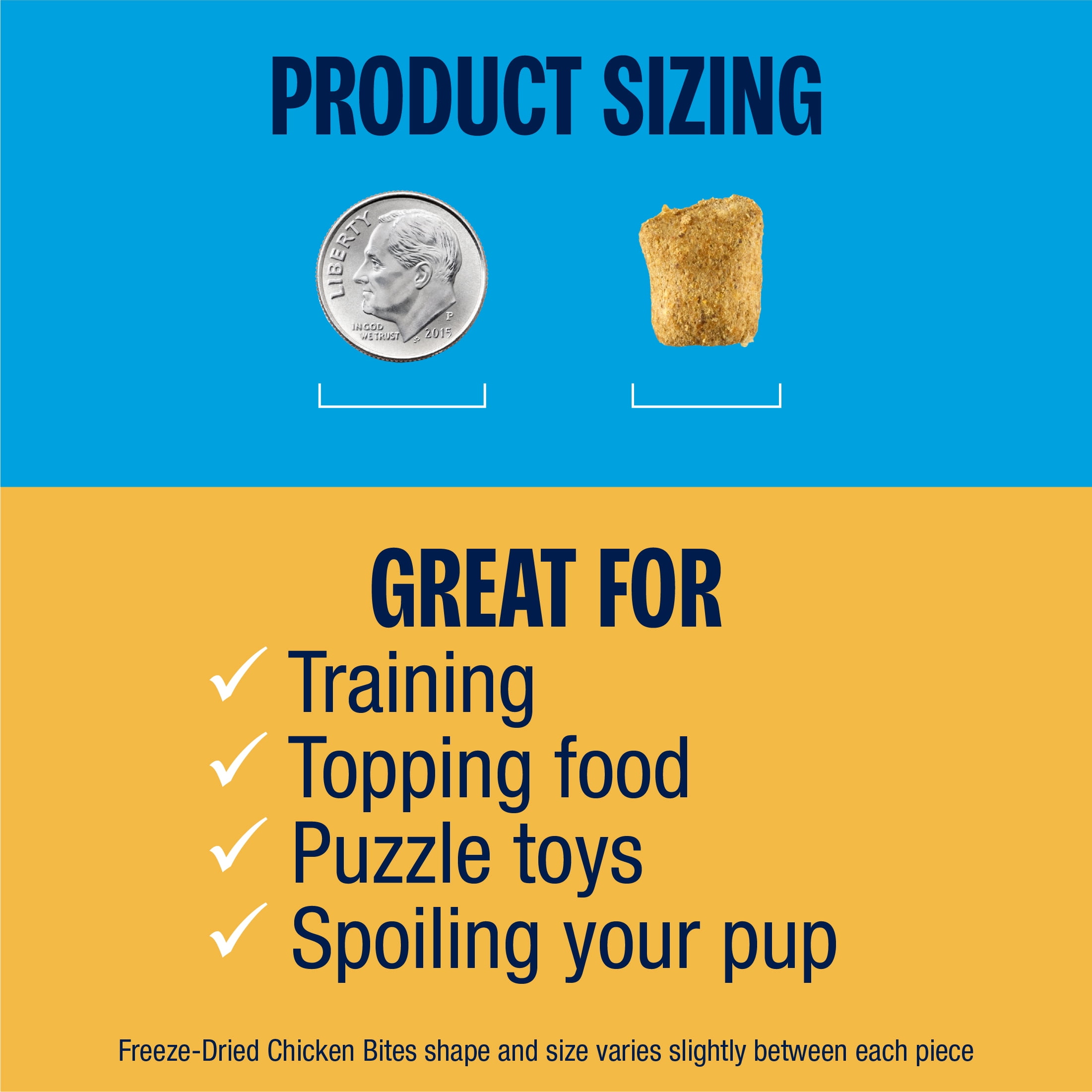 Muenster Chicken Bites Freeze-Dried Dog Food, for All Life Stages, use as a Meal, Meal Topper or Training Treat, 20 oz Pouch