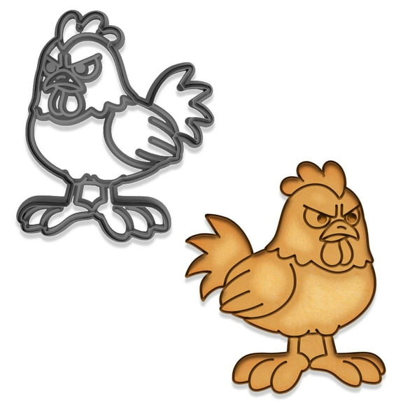 Grumpy Chicken Cookie Cutter & Embosser - 4x3.36", Hilarious Farmyard Baking Mold (Random Color)