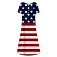 thumbnail image 4 of Wycnly Summer Dresses for Women Independence Day Casual Pocket Loose Swing Patriotic Tunic Long Dresses with Pocket 2025 Short Sleeve V-Neck Star Flag Print Maxi Formal Dress Navy XXXL, 4 of 5