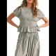thumbnail image 4 of Conjunto de Dos Piezas para Mujer: Top Fruncido y Pantalón Conjunto Informal Bohemio de Cintura Alta con Bolsillos Gris M, 4 of 7