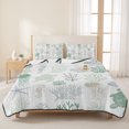thumbnail image 3 of King Quilt Set 96''x106'', Green Coastal Lightweight Bedspread Coverlet Set with 2 Pillow Shams, Nautical Summer Beach Coral Sea Turtle Breathable All Season Quilt Bedding for Bedroom/Guest Room, 3 of 9