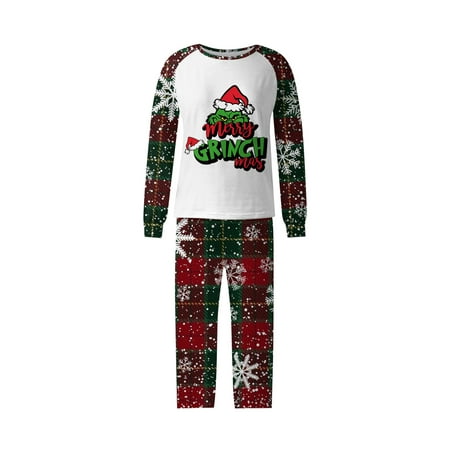 

Clearance Before Christmas！Gotyou Family Grinch Pajamas Christmas Prints Family Matching Long Sleeve Tops+Pants Set Family Matching Sets
