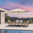 thumbnail image 2 of PURPLE LEAF 6' x 9' Patio Umbrella with Base Market Umbrella Rectangular Outdoor Umbrella with Push Button Tilt & Crank and 8 Ribs Aluminum Table Umbrella for Pool Backyard Beach, Taupe, 2 of 7