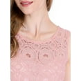 thumbnail image 6 of MODA NOVA Junior's Floral Lace Sleeveless Semi Sheer Flare Mini Dress Pink XL, 6 of 6