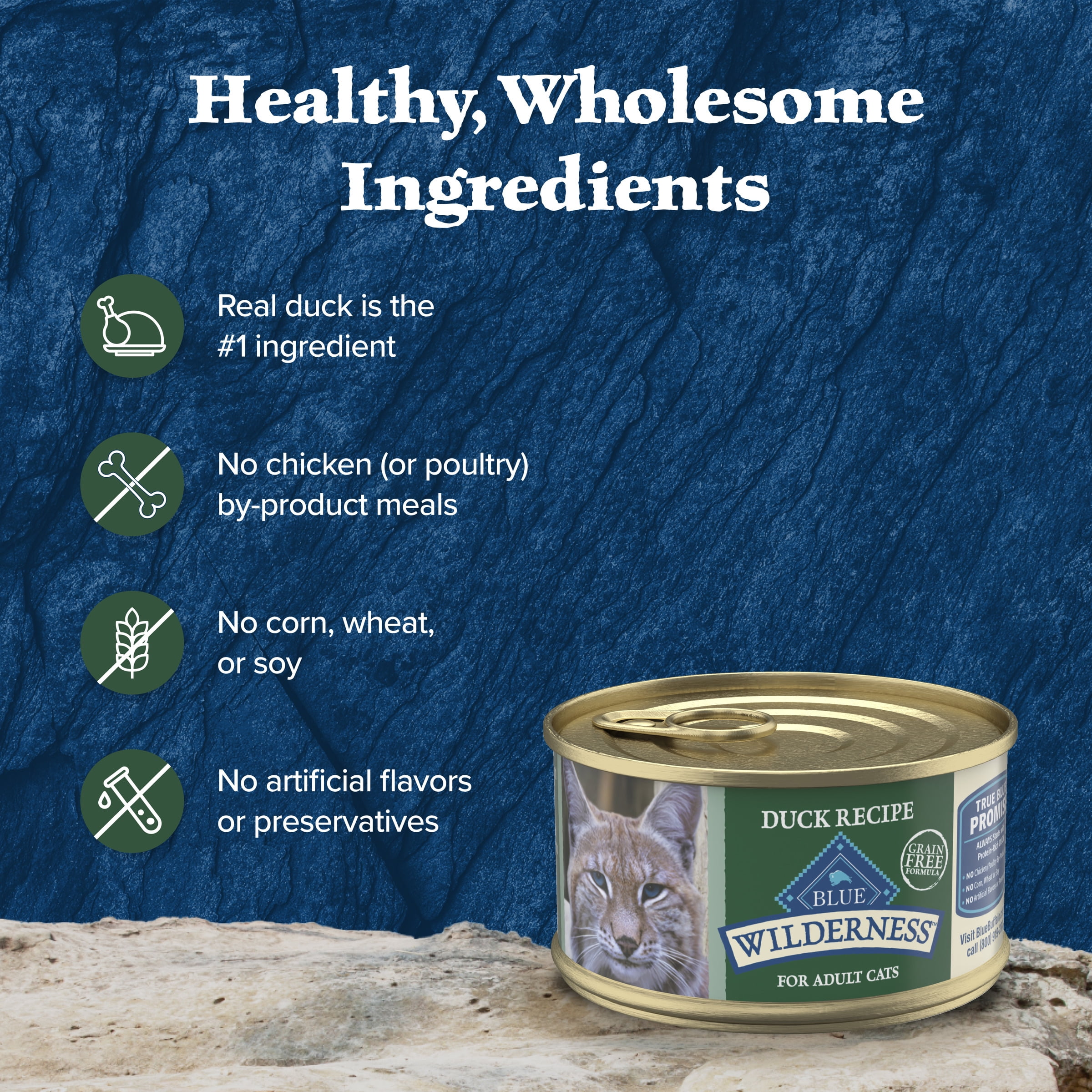 (24 pack) Blue Buffalo Wilderness High-Protein Adult Cat Wet Food, Duck, 3-oz. Can