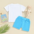 thumbnail image 3 of Bagilaanoe 2pcs Toddler Easter Outfits Baby Boy Girl Shorts Set Short Sleeve Letter Print T Shirt Tops + Shorts 6M 12M 18M 24M 3T Kids Casual Summer Clothes, 3 of 8