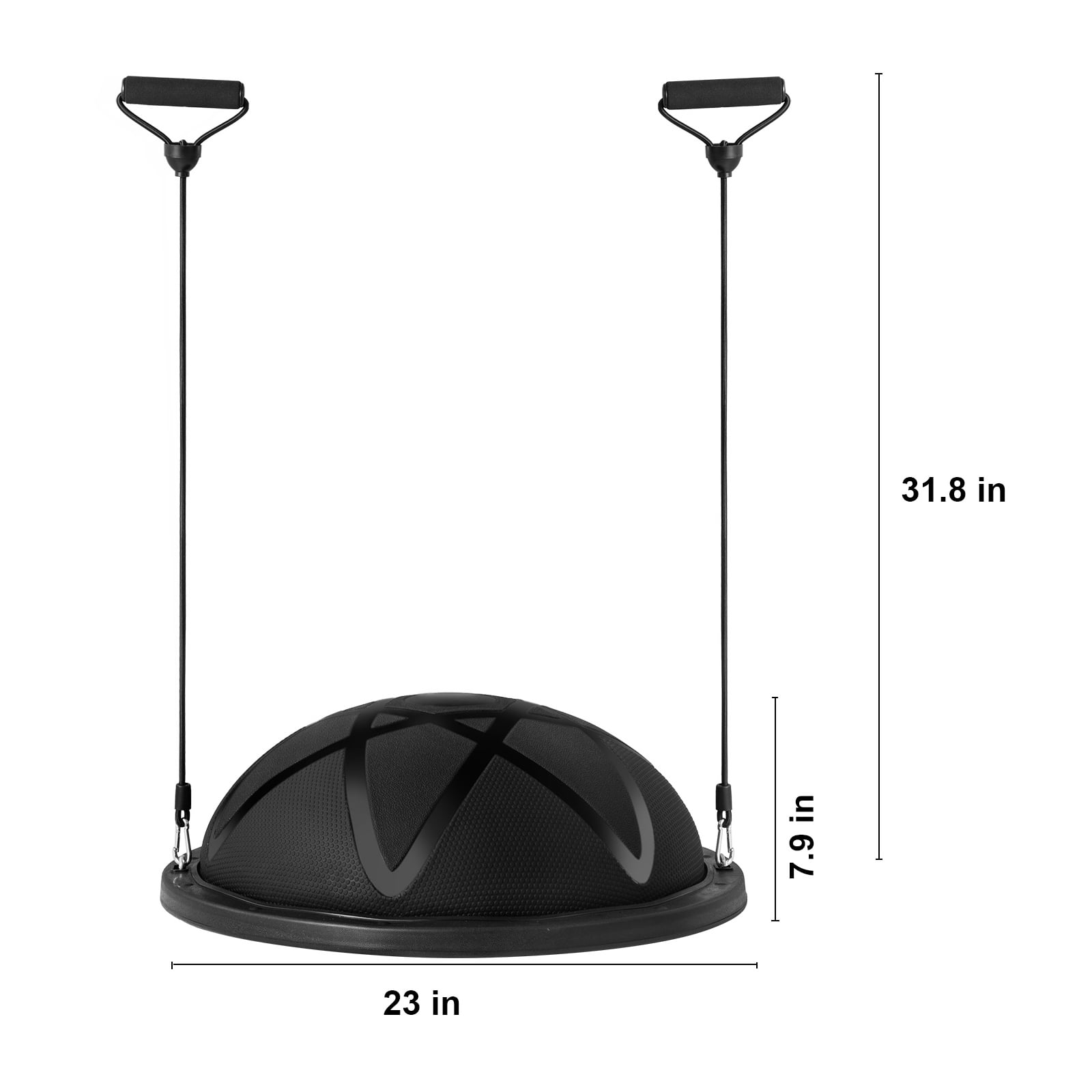 KFFKFF Semi Workout Sphere, 23-inch Equilibrium Sphere, 660 lbs Load-Bearing Fitness Orb, Yoga Sphere with Resistance Straps and Inflator, Robust Fitness Sphere for Domestic Gym