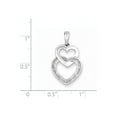 thumbnail image 2 of Sterling Silver Rhodium Plated Diamond Double Heart Pendant, 2 of 2
