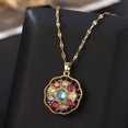thumbnail image 3 of Rotatable Spinner Flower Pendants Stainless Steel Necklace For Women Red Blue Green Cubic Zirconia jewelry, 3 of 6