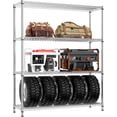 thumbnail image 4 of IZEUK 4-Tier Industrial Wire Shelving, Heavy Duty Metal Storage Rack 3400 LBS Capacity, Adjustable Utility Shelf with 25.4mm Steel Pipes, 59.1"W x 17.7"D x 70.4"H, Chrome, 4 of 8