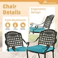 thumbnail image 3 of 9-Piece Patio Dining Set for 8, All Weather Cast Aluminum Outdoor Funiture Table and Chairs Set - 94.5” Rectangular Table and 8 Cushioned Dining Chairs, 2" Umbrella Hole, Ocean Blue, 3 of 8