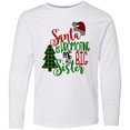 thumbnail image 3 of Inktastic Santa is Promoting Me to Big Sister Green Plaid Tree Long Sleeve Youth T-Shirt, 3 of 5