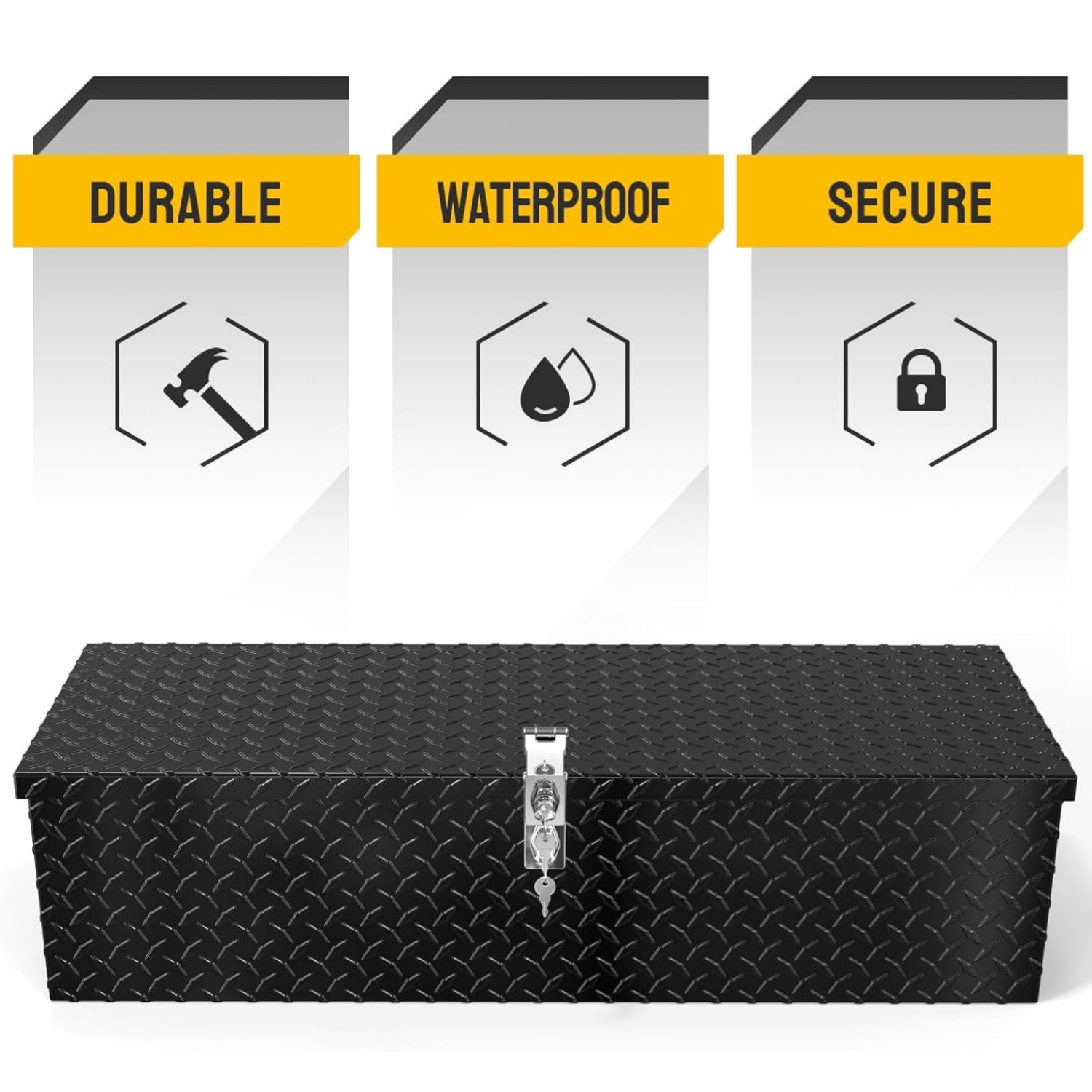 Ktaxon 39" Truck Bed Tool Box, Aluminum Tool Storage Organizer Chest, Diamond Plate Trailer Tool Box