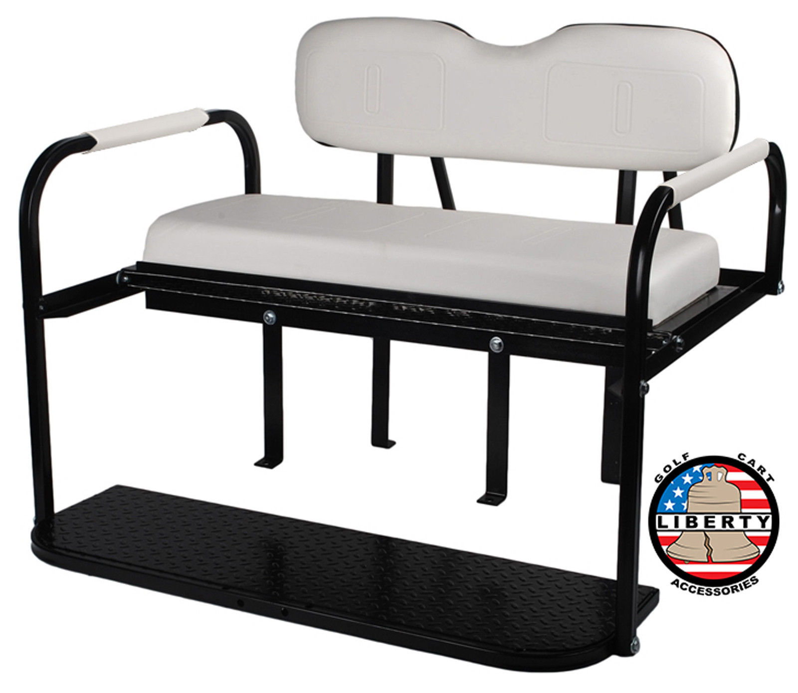White Yamaha G2, G9 Golf Cart LIBERTY Rear Flip Back Seat Kit