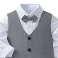 thumbnail image 4 of HAOTAGS Toddler Boys 3-Piece Dress Suit Set(1-8Y), Long Sleeve Turn-Down Collar Shirt Vest Bowtie Formal Pants Outfit For School Wedding Party Dark Gray 5-6Years, 4 of 9
