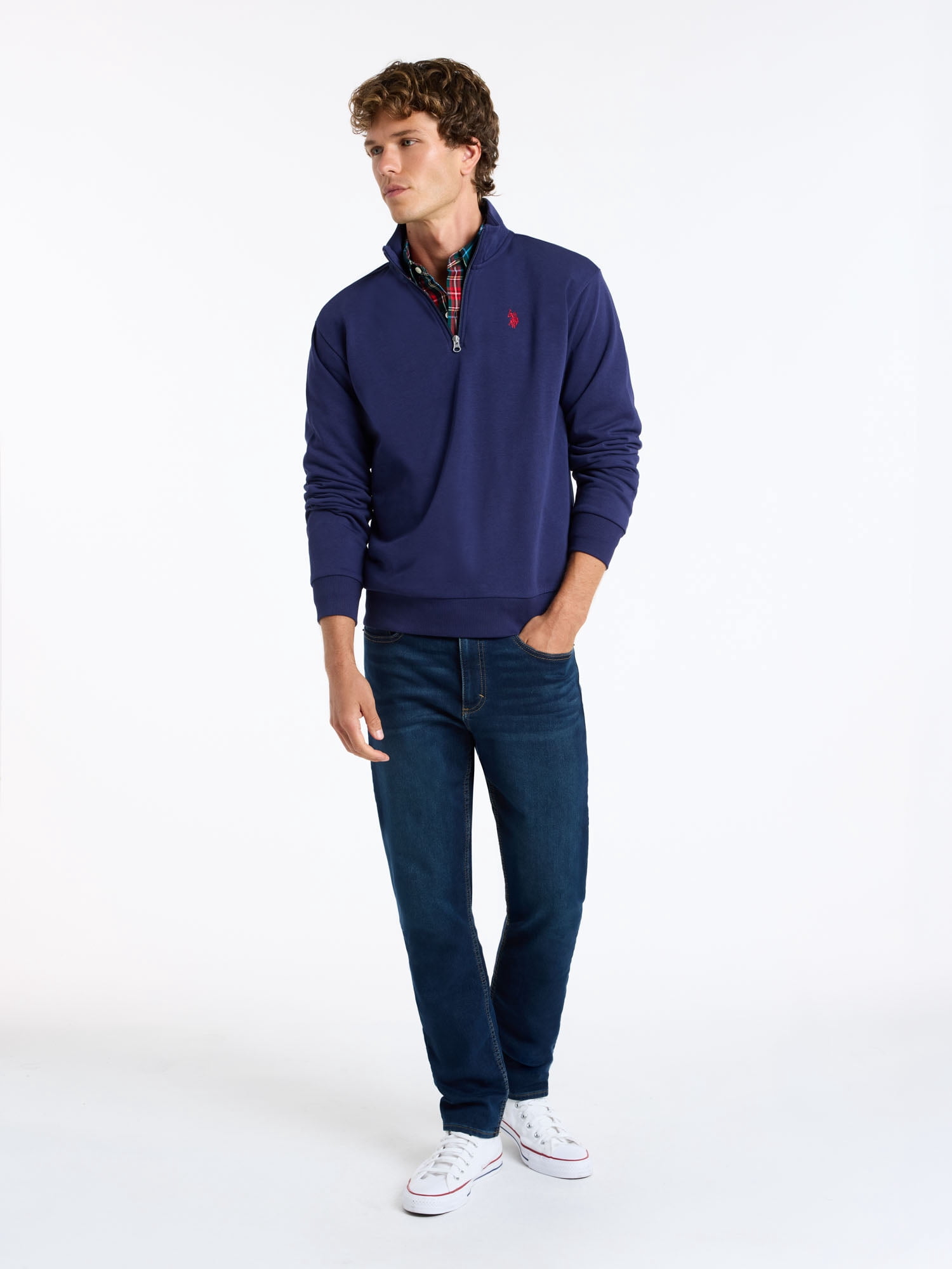 U.S. Polo Assn. Men's Soft French Terry Quarter Zip Pullover