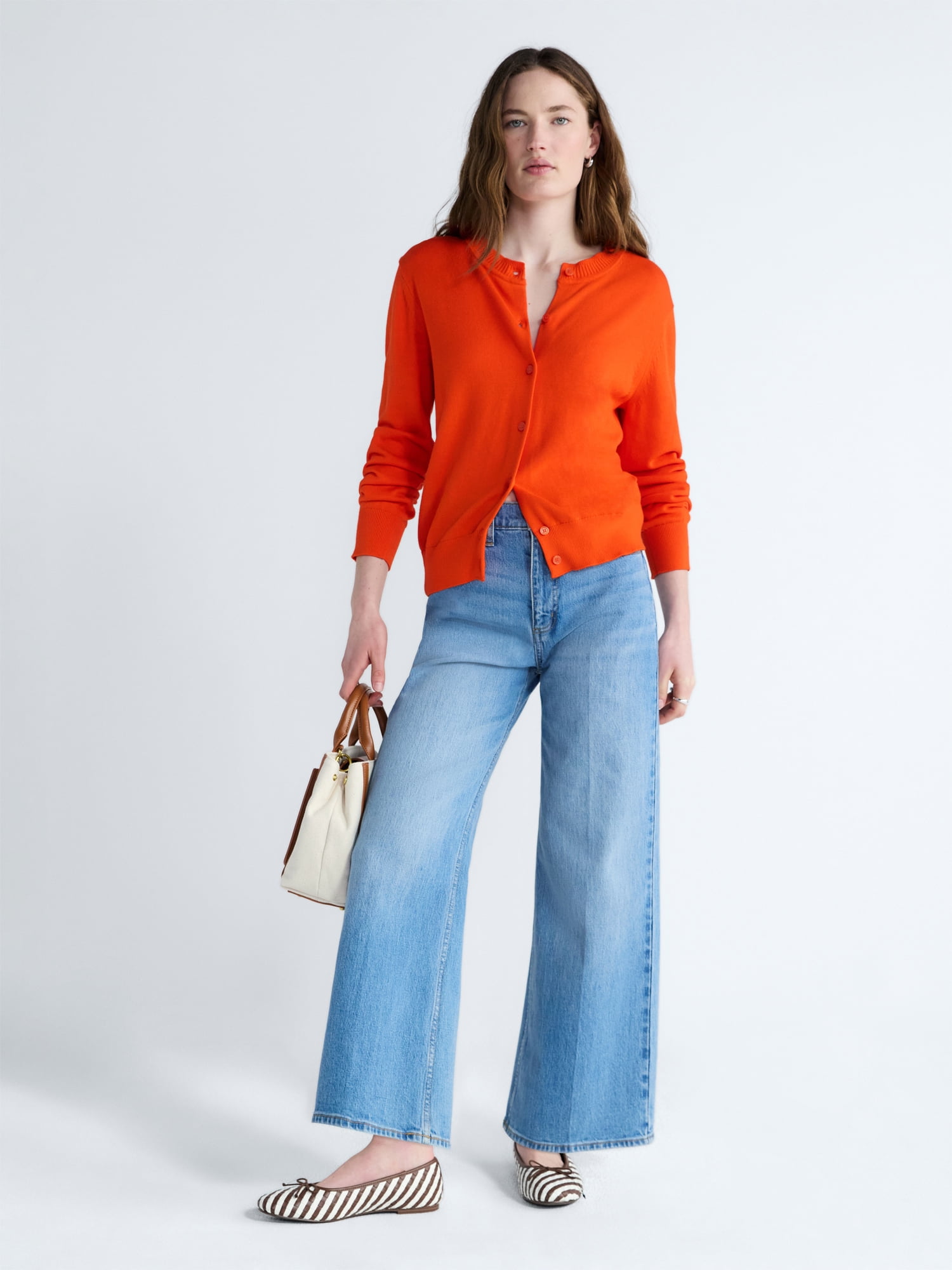 Free Assembly Women's Classic Cardigan Sweater with Long Sleeves, Lightweight, Sizes XS-4X