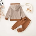 thumbnail image 5 of Xudanell Newborn Outfits Baby Boy Boys Winter Outfits with Button Simple Newborn Clothes Knit Hooded Top Solid Color Pants, 5 of 6