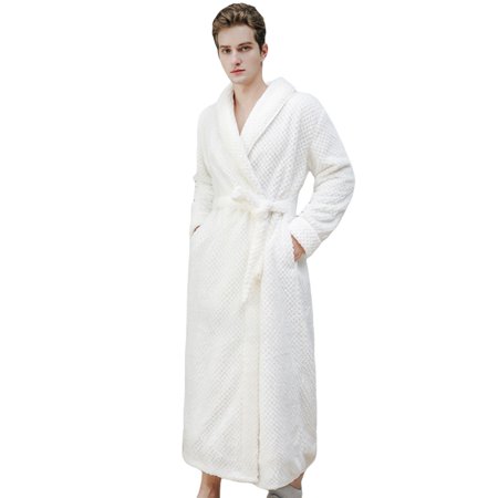 

Magazine Men Women s Soft Thick Robe with Belt Winter Warm Full Length Bathrobe Plush Shower Pajamas for Couple