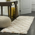 thumbnail image 2 of SAFAVIEH Indie Careen Geometric Polyester Shag Area Rug, Ivory/Light Beige, 6'7" x 9'2", 2 of 7