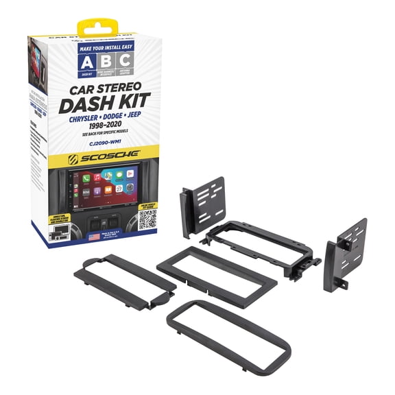 Scosche CJ2090-WM1 Double or Single DIN Dash Kit Compatible w/ ‘98-20 Chrysler/Dodge/Jeep/Mitsubishi/Plymouth/VW