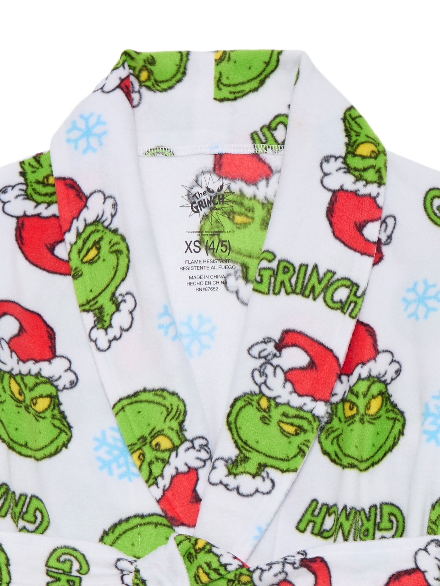Dr. Seuss The Grinch Toddler Boys Fleece Bathrobe Pajamas, Sizes 2T-5T